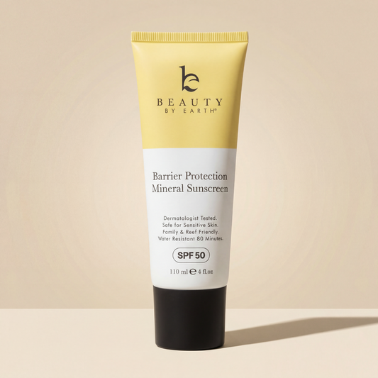 Mineral Body Sunscreen SPF 50 tube, non-nano zinc oxide, luxurious clean skincare packaging
