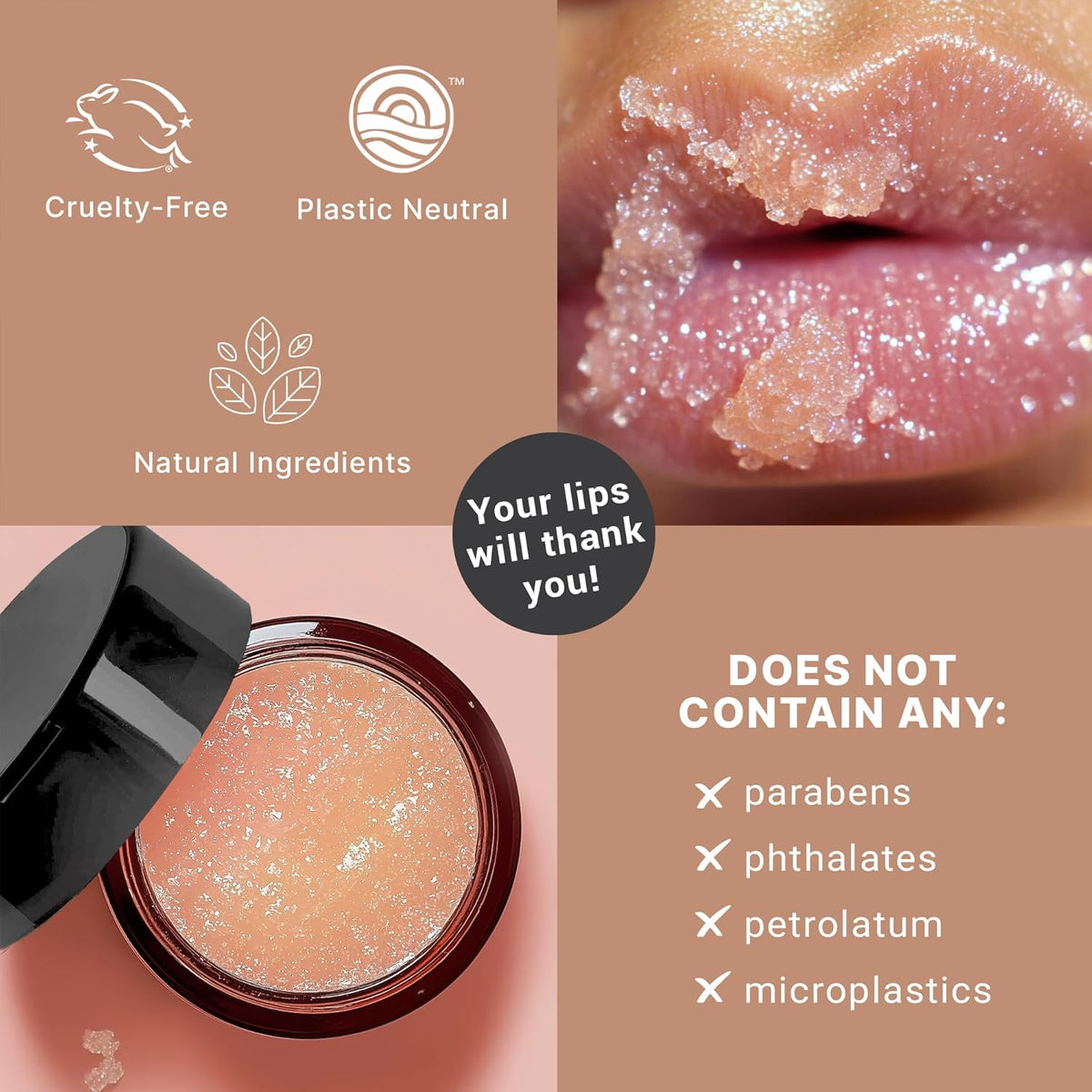 Exfoliante labial orgánico de vainilla