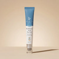 Tube of Hyaluronic Acid Eye Gel on a beige background