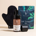 Beauty by Earth Self Tanner Kit featuring a black mitt