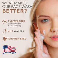 What makes our face wash better? Sulfate-free, non-drying and non-stripping. pH balanced, paraben-free, made in USA.