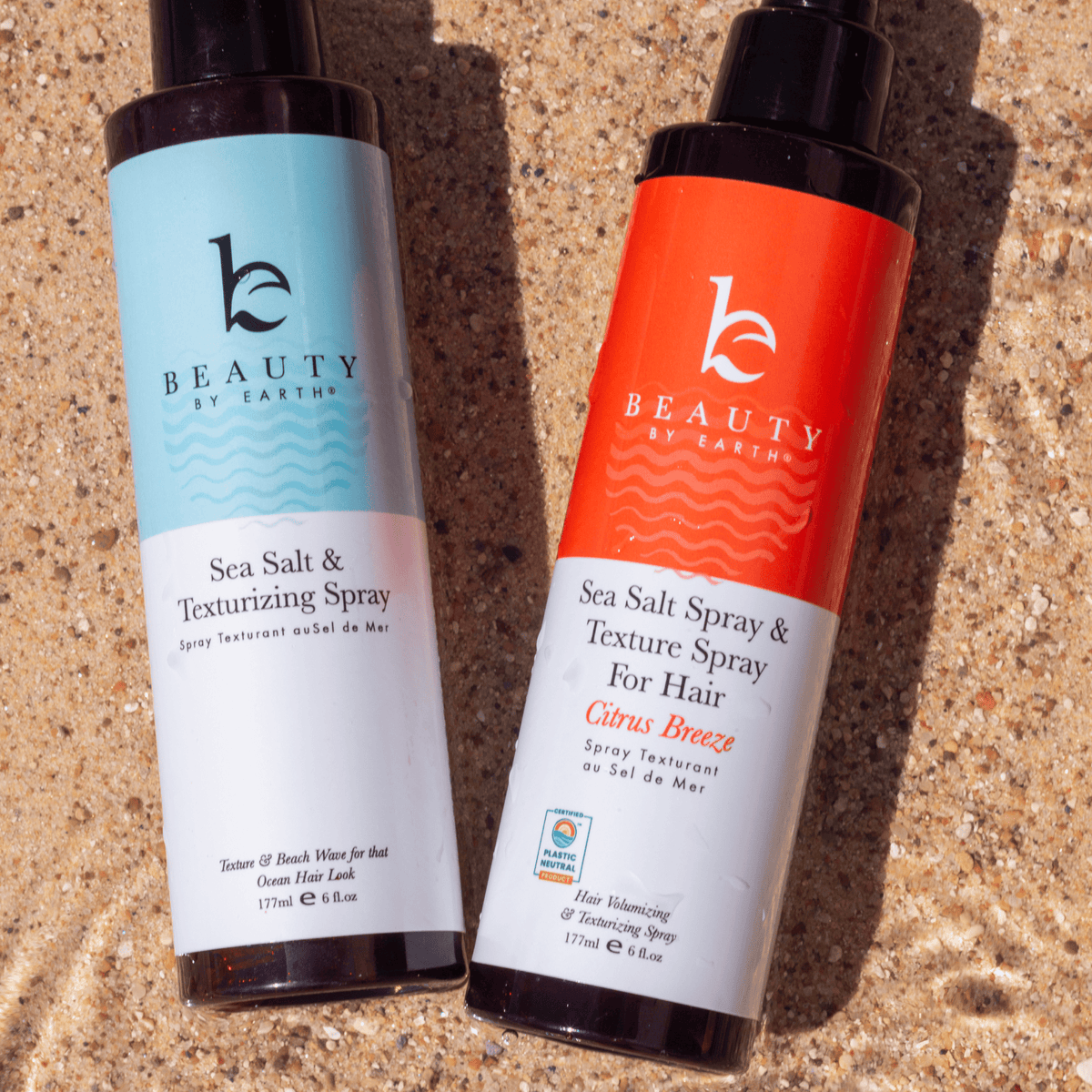 Sea Salt Spray Hair Texturizer bottle packaging, beach-inspired design for natural hair styling