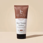 Tube of Beauty by Earth Face Tanner Lotion on a beige background
